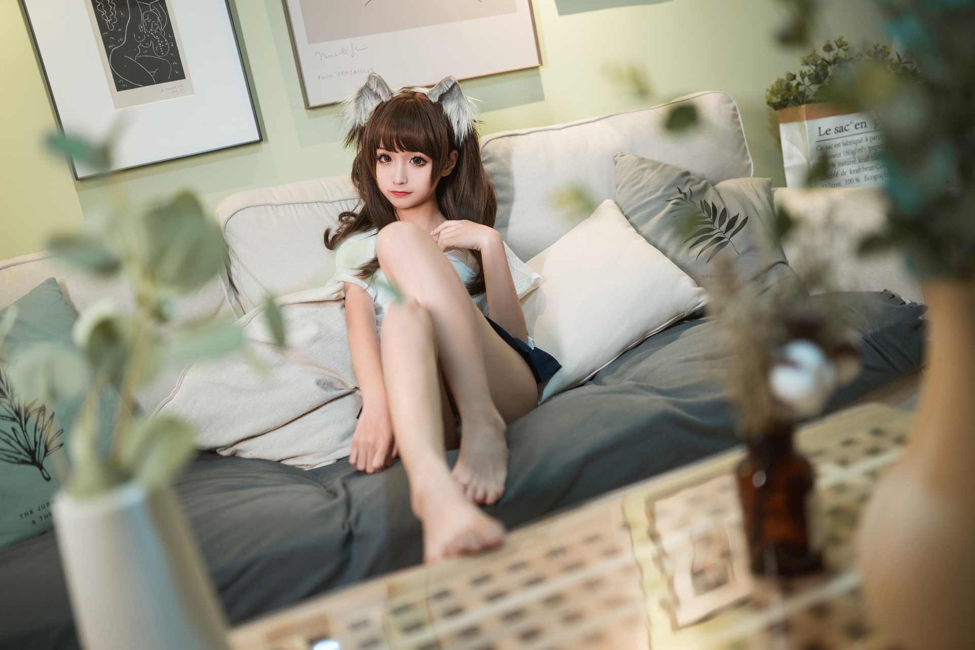 蠢沫沫短裙猫耳